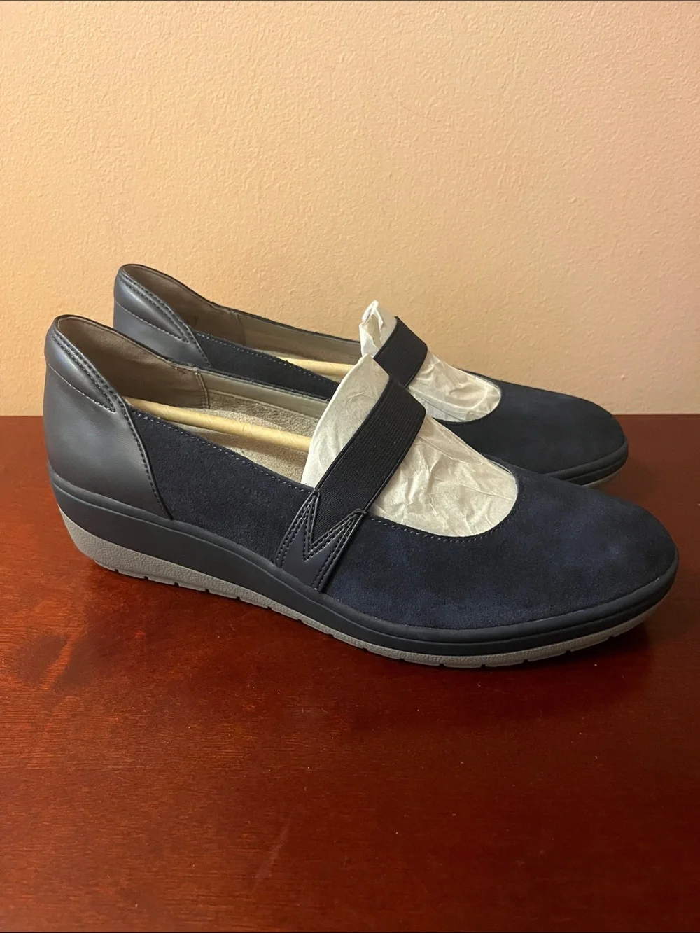 Vionic Navy Blue Mary Jane Wedge Shoes